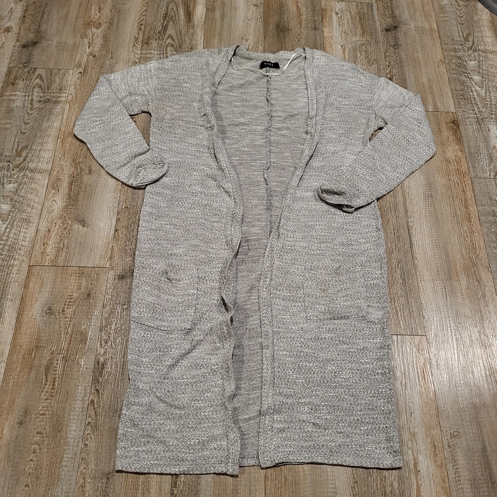 Vila Clothes Open Front Heathered Grey Open Front Cardigan Sweater Size Large